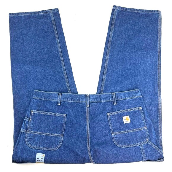 New Carhartt Mens Flame Resistant Signature Denim Dungaree FRB13 DNM 42 x 33 - Picture 4 of 16